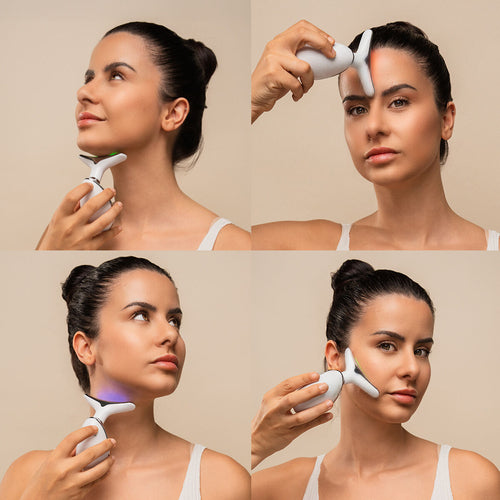 Electric Facial Firming Massager for Face and Neck with LED, EMS, and